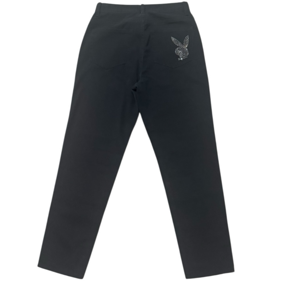 PLAYBOY by PACSUN Black Jeans Pants Rhinestone Bunny Logo Sz 26 High Rise Denim